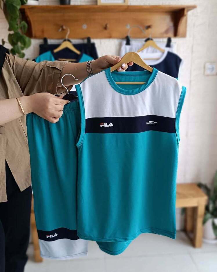  ست تی شرت شلوارک پسرانه شیک سایز 70 و 65 رنگ سفید سورمه ای و فیروزه ای کد ban003